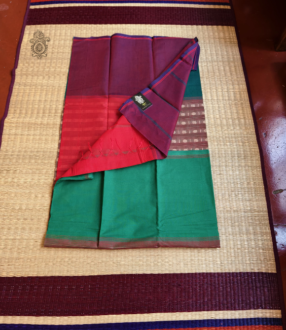 Handwoven Pure Cotton Kanchipuram Saree Deep Taupe
